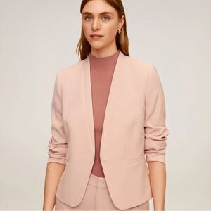 Mango satin collar crepe blazer new